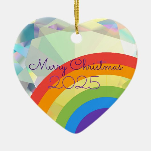 Diamond Heart Rainbow Keramik Wish Ornament (Vorne)
