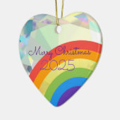Diamond Heart Rainbow Keramik Wish Ornament (Links)