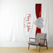 Diamond Heart Red Ribbon Wedding Background Wandteppich (Beispiel (Horizontal))