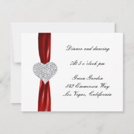 Diamond Heart Red Wedding Reception Card Einladung