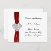 Diamond Heart Red Wedding Reception Card Einladung (Vorne/Hinten)