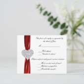 Diamond Heart Red Wedding Response Card RSVP Karte (Stehend Vorderseite)