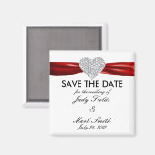 Diamond Heart Red Wedding speichern das Date Magne Magnet (Vorderseite/Rückseite)