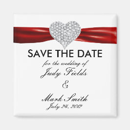 Diamond Heart Red Wedding speichern das Date Magne Magnet