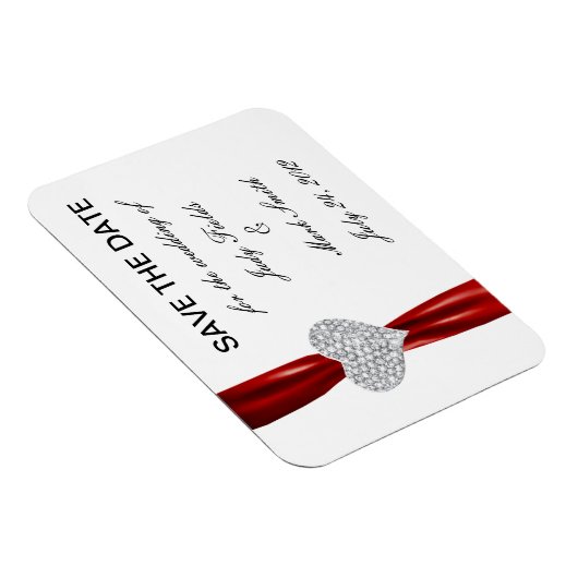 Diamond Heart Red Wedding speichern das Date Magne Magnet (Rechte Seite)