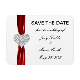 Diamond Heart Red Wedding speichern das Date Magne Magnet