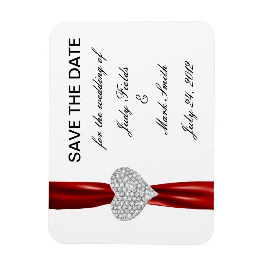 Diamond Heart Red Wedding speichern das Date Magne Magnet (Vertikal)