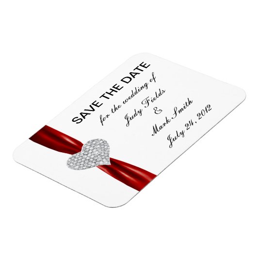 Diamond Heart Red Wedding speichern das Date Magne Magnet (Linke Seite)