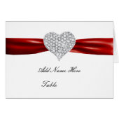 Diamond Heart Red Wedding Table Platzkarte (Vorderseite (Horizontal))