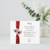 Diamond Heart Red Wedding Trauzeugin Card Einladung (Stehend Vorderseite)