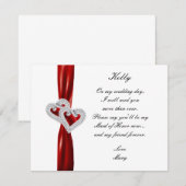 Diamond Heart Red Wedding Trauzeugin Card Einladung (Vorne/Hinten)