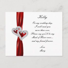 Diamond Heart Red Wedding Trauzeugin Card Einladung