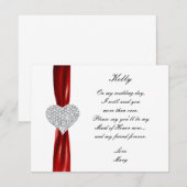 Diamond Heart Red Wedding Trauzeugin Card Einladung (Vorne/Hinten)