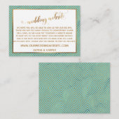 Diamond Heart Script Wedding Website Türkis Begleitkarte (Vorne/Hinten)