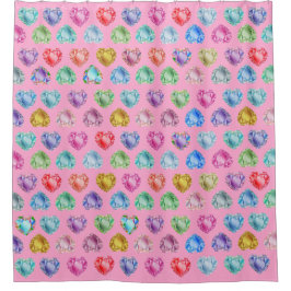 Diamond Heart Watercolor Muster Girl Niedlich Pink Duschvorhang