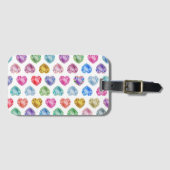 Diamond Heart Watercolor Muster Niedliche Pastel G Gepäckanhänger (Vorderseite (Horizontal))