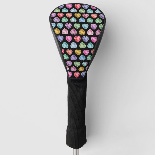 Diamond Heart Watercolor Muster Niedliche Pastel G Golf Headcover (Vorderseite)