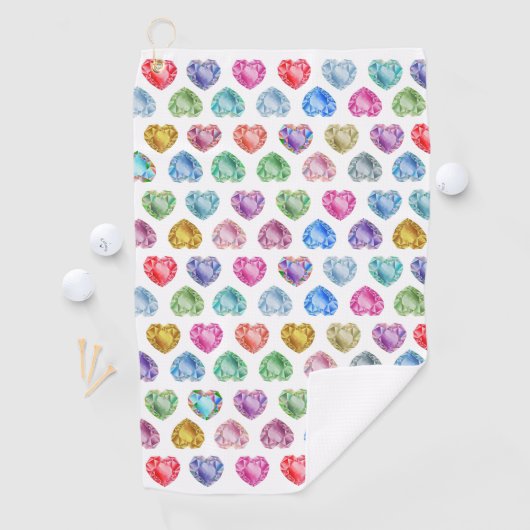 Diamond Heart Watercolor Muster Niedliche Pastel G Golfhandtuch (Insitu)