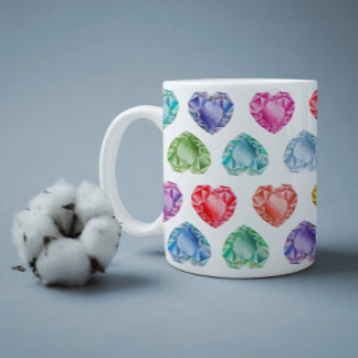 Diamond Heart Watercolor Muster Niedliche Pastel G Kaffeetasse