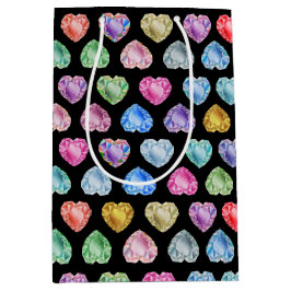 Diamond Heart Watercolor Muster Niedliche Pastel G Mittlere Geschenktüte