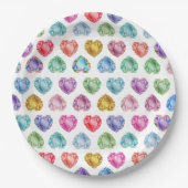 Diamond Heart Watercolor Muster Niedliche Pastel G Pappteller (Vorderseite)