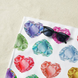 Diamond Heart Watercolor Muster Niedliche Pastel G Strandtuch