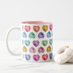 Diamond Heart Watercolor Muster Niedliche Pastel G Zweifarbige Tasse