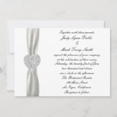 Diamond Heart White Wedding Einladung (Vorderseite)