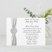 Diamond Heart White Wedding Einladung (Stehend Vorderseite)