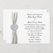 Diamond Heart White Wedding Einladung (Vorne/Hinten)