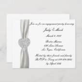 Diamond Heart White Wedding Engagement Party Invit Einladung (Vorne/Hinten)