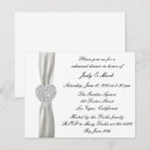 Diamond Heart White Wedding Probe Dinner Invit Einladung (Vorne/Hinten)
