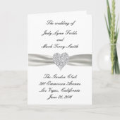 Diamond Heart White Wedding Program Card Programm (Vorderseite)