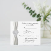 Diamond Heart White Wedding Response Card RSVP Karte (Stehend Vorderseite)