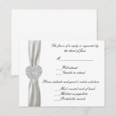 Diamond Heart White Wedding Response Card RSVP Karte (Vorne/Hinten)
