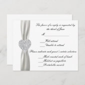 Diamond Heart White Wedding Response Card RSVP Karte (Vorne/Hinten)
