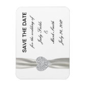 Diamond Heart White Wedding Save the Date Magnet (Vertikal)