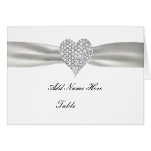Diamond Heart White Wedding Table Platzkarte