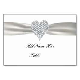Diamond Heart White Wedding Table Platzkarte Tischnummer