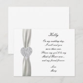 Diamond Heart White Wedding Trauzeugin Card Einladung (Vorne/Hinten)