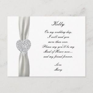 Diamond Heart White Wedding Trauzeugin Card Einladung