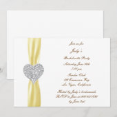 Diamond Heart Yellow Junggeselinnen-Abschied Einla Einladung (Vorne/Hinten)