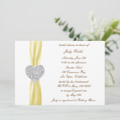 Diamond Heart Yellow Wedding Brautparty Einladung (Stehend Vorderseite)