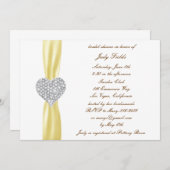 Diamond Heart Yellow Wedding Brautparty Einladung (Vorne/Hinten)