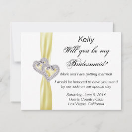 Diamond Heart Yellow Wedding Bridesmaid Card Einladung