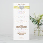 Diamond Heart Yellow Wedding Menu Card Menükarte (Stehend Vorderseite)