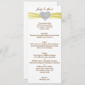 Diamond Heart Yellow Wedding Menu Card Menükarte (Vorne/Hinten)