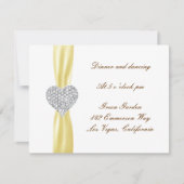 Diamond Heart Yellow Wedding Reception Card Einladung (Vorderseite)