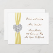Diamond Heart Yellow Wedding Reception Card Einladung (Vorne/Hinten)