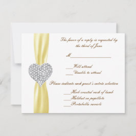 Diamond Heart Yellow Wedding Response Card RSVP Karte